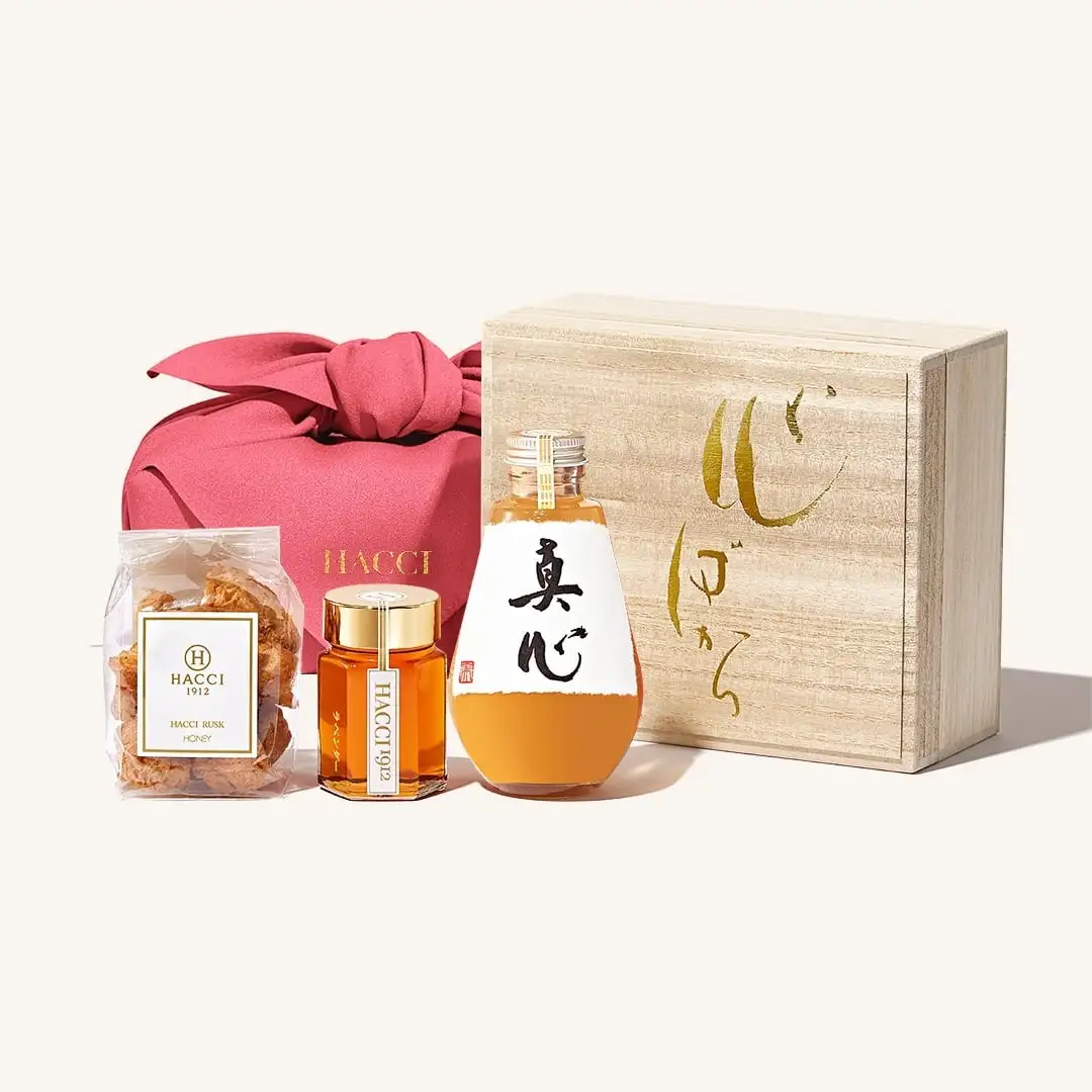 【予約】桐箱ドリンクセット（はちみつ飲料、はちみつ、ラスク）(風呂敷：こうばい)